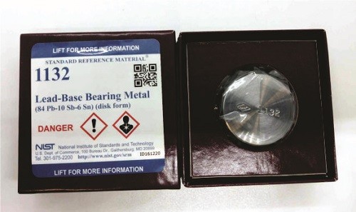 SRM 1132  鉛基軸承金屬(84 Pb-10 Sb-6 Sn)標(biāo)準(zhǔn)品